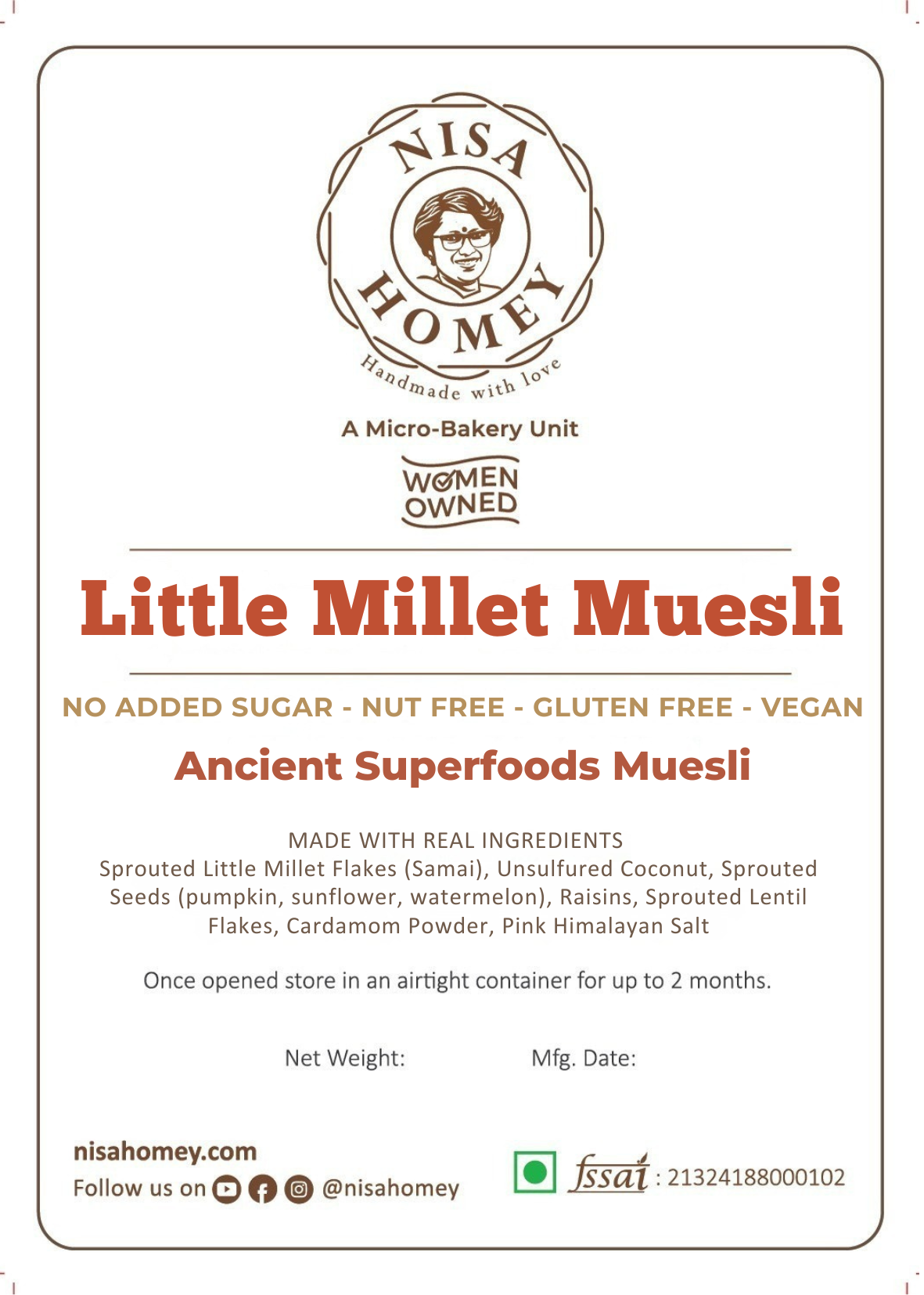 Little Millet Muesli – No Added Sugar - Diabetic & PCOS Friendly - Chama/Samai Muesli
