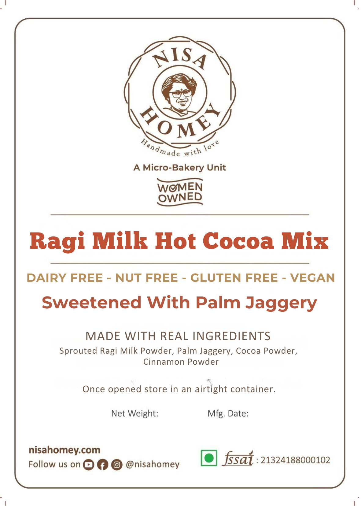 Ragi Milk Hot Cocoa Mix - PCOS Friendly