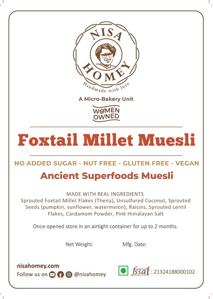 Foxtail Millet Muesli – No Added Sugar - Diabetic & PCOS Friendly - Thena Muesli