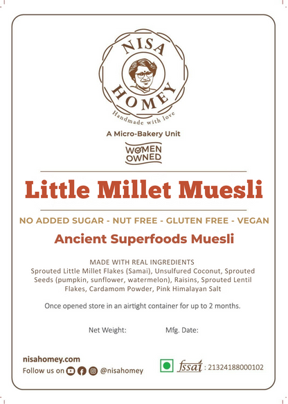 Little Millet Muesli – No Added Sugar - Diabetic & PCOS Friendly - Chama/Samai Muesli