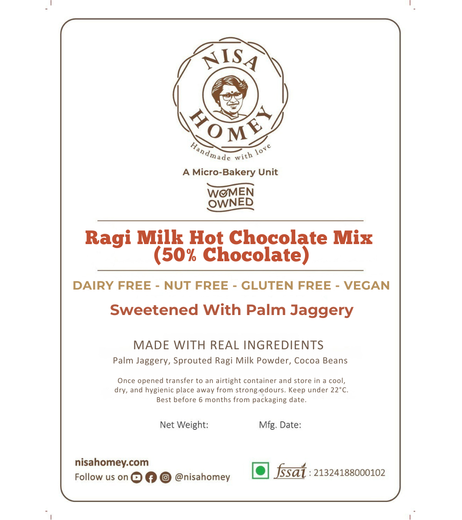 Ragi Milk Hot Chocolate Mix - 50% Chocolate