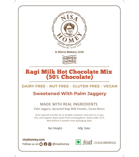 Ragi Milk Hot Chocolate Mix - 50% Chocolate