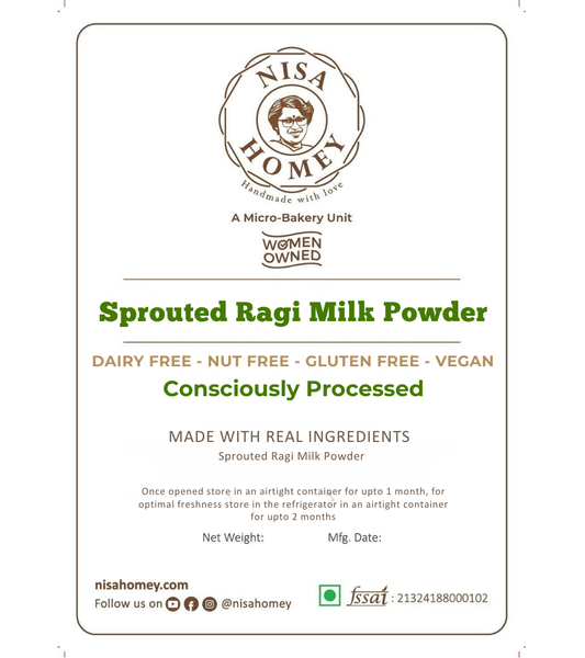 Sprouted Ragi Milk Powder - PCOS Friendly - Diabetic Friendly - Dairy Free Milk Powder