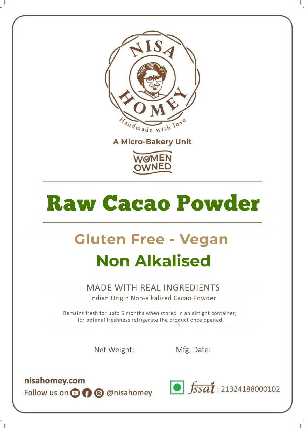 Raw Cacao Powder - Non-Alkalised - Raw - Vegan - Artisanal Indian Cacao - Single Origin
