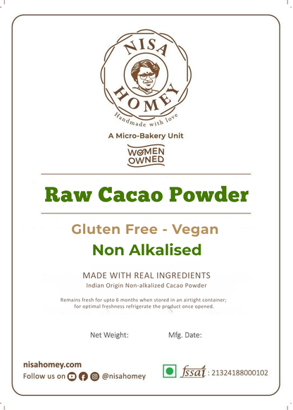 Raw Cacao Powder - Non-Alkalised - Raw - Vegan - Artisanal Indian Cacao - Single Origin